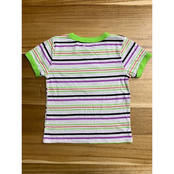 Pokemon Kids Halloween Pikachu T-Shirt Striped Short Sleeve Green Collar & Cuffs - Picture 3 of 10